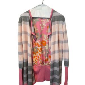 Clements Ribeiro Portobello Wool Waterfall Open Front Multicolor cardigan Size S